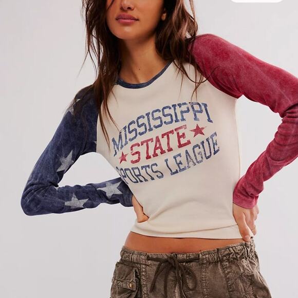 Free People Mississippi Sports Tee Sz S - Picture 1 of 13